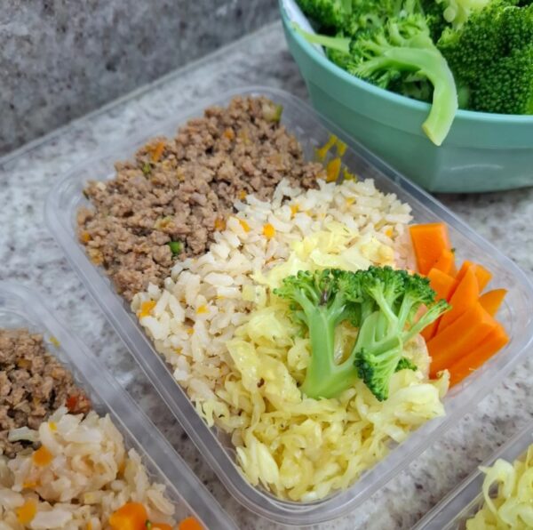 Arroz integral com Carne moída e legumes - Kit com 5 marmitas 300gr